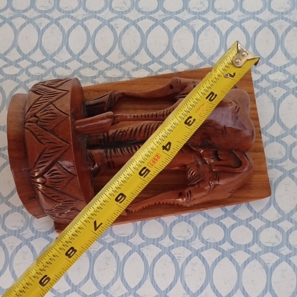 🐘 Vintage Hand Carved Wooden Elephant Bookends – Boho Safari Decor – Solid Wood - Picture 4 of 10